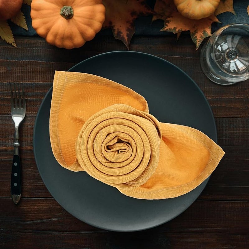 مناديل قماش البوليستر الذهبي بالجملة مجموعة 10 قطع قابلة للطي قابلة لإعادة الاستخدام لتزيين طاولة حفل الزفاف - Image 5